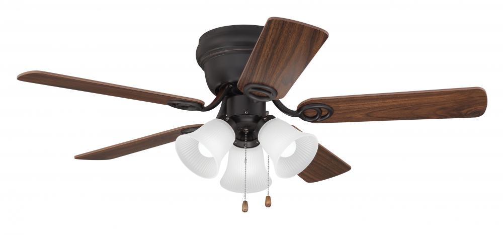 42" Wyman in Oil-Rubbed Bronze w/ Classic Walnut/Walnut Blades (3 Light)