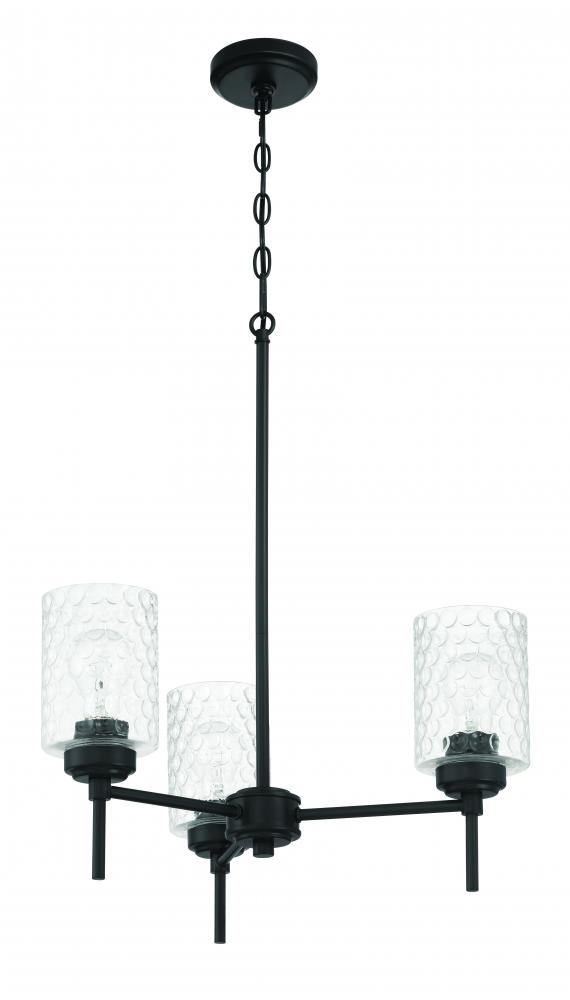 Claire 3 Light Chandelier in Flat Black