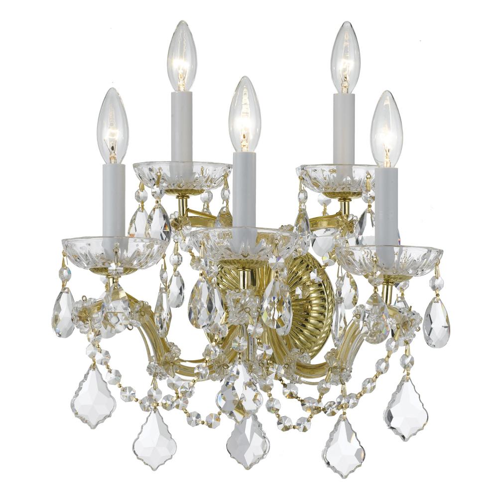 Maria Theresa 5 Light Hand Cut Crystal Gold Sconce