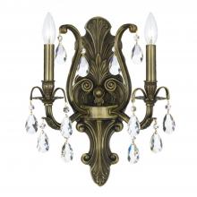 Crystorama 5563-AB-CL-MWP - Dawson 2 Light Hand Cut Crystal Antique Brass Sconce