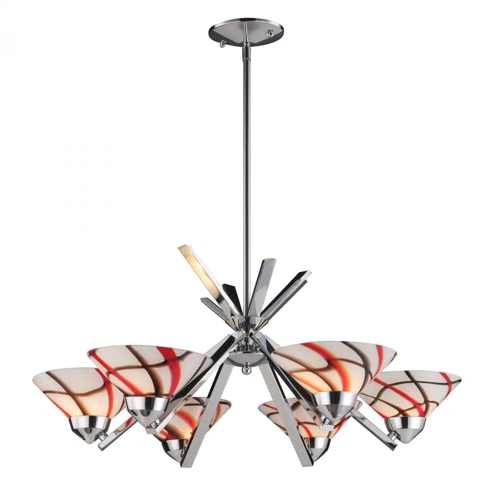 REFRACTION COLLECTION 6-LT CHANDELIER CRW GLASS