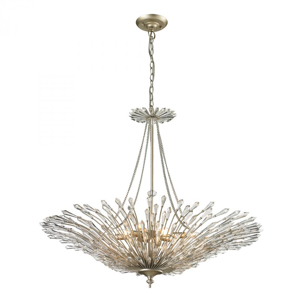 Viva 8-Light Chandelier in Aged Silver with Openwork Crystal Spear Diffuser