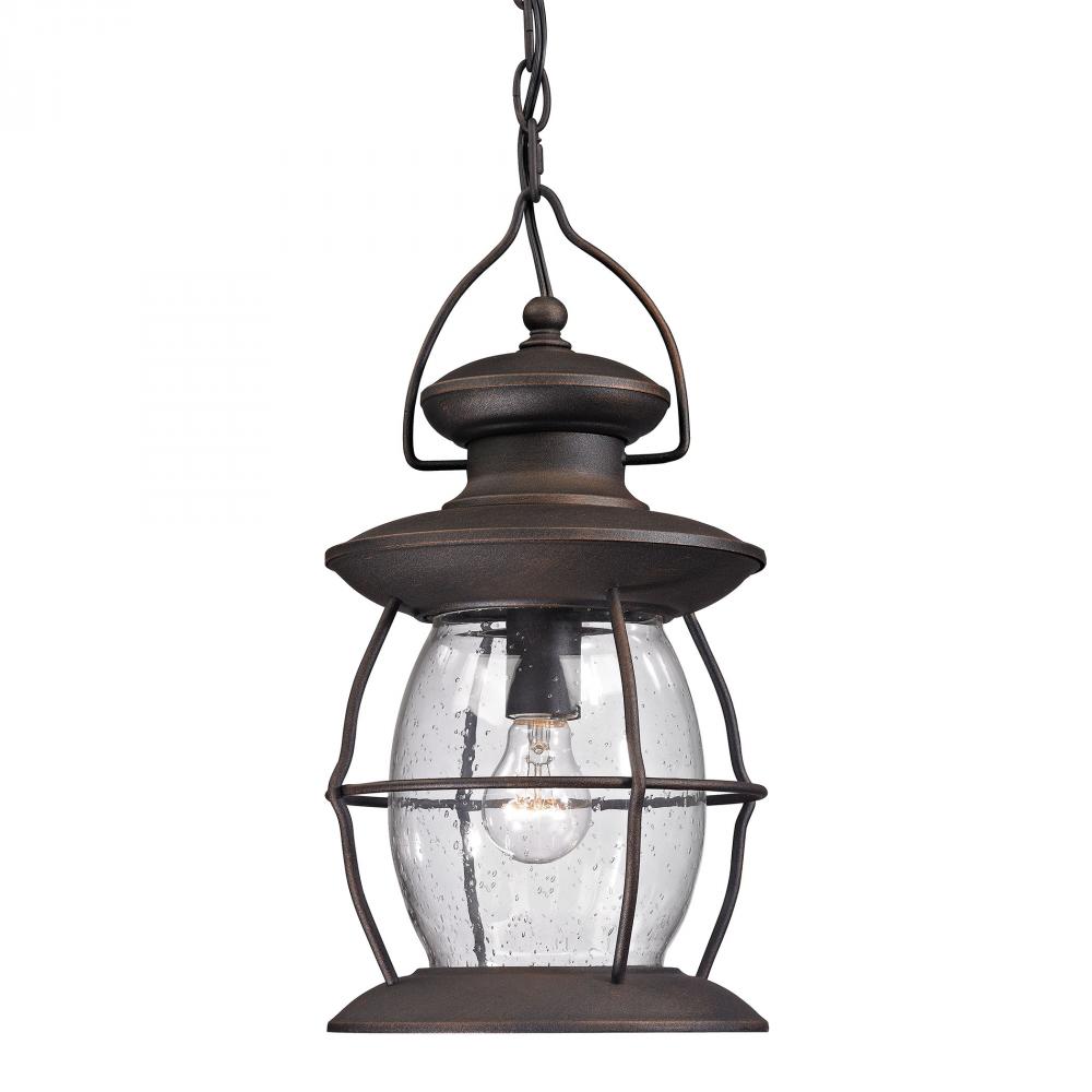 Village Lantern 1-Light Outdoor Hanging Lantern in Weathered Charcoal