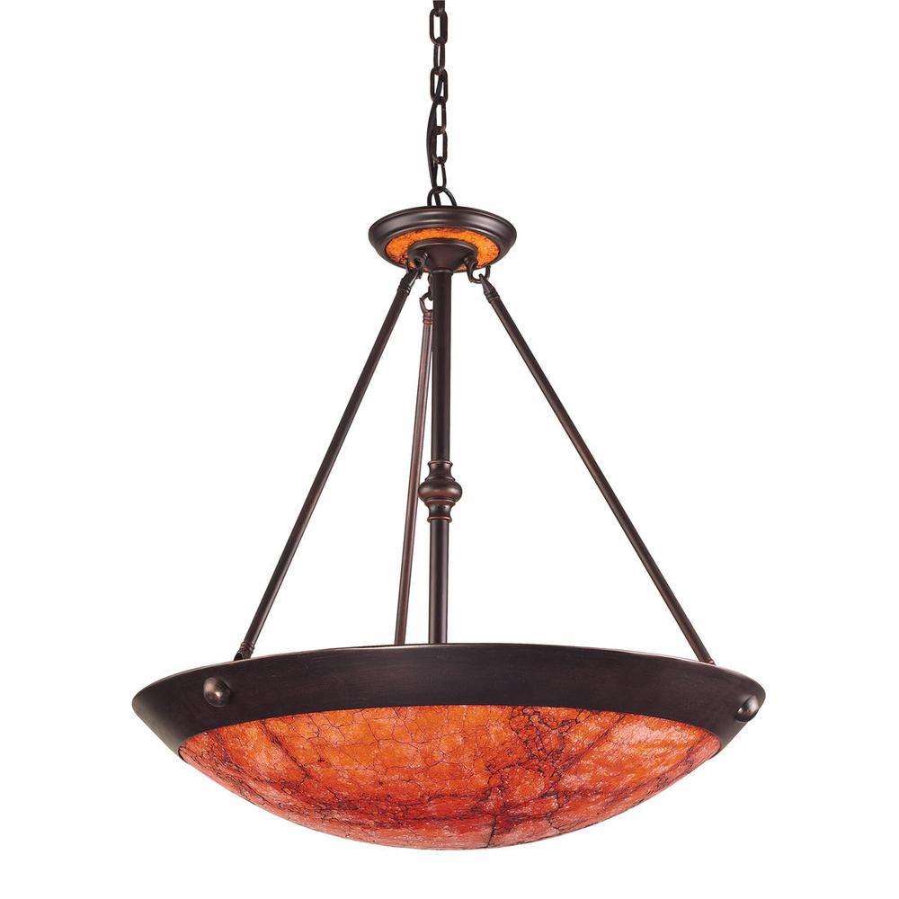 DIAMANTE COLLECTION 5-LIGHT PENDANT in A DARK RUST FINISH with AUTUMN SUNSET CRA