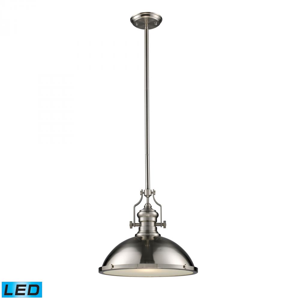 Chadwick 1-Light Pendant in Satin Nickel with Matching Shade - Includes LED Bulb
