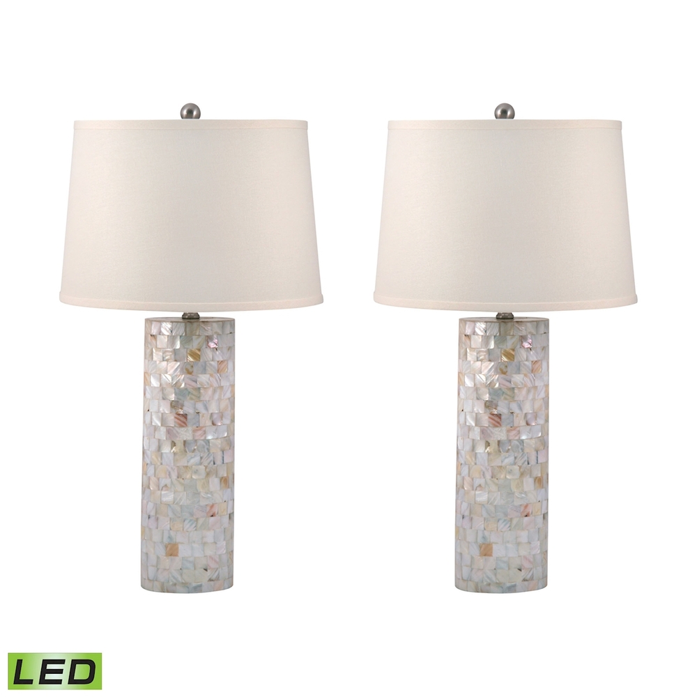 Mother of Pearl Cylinder Table Lamp (Set of 2) - LED