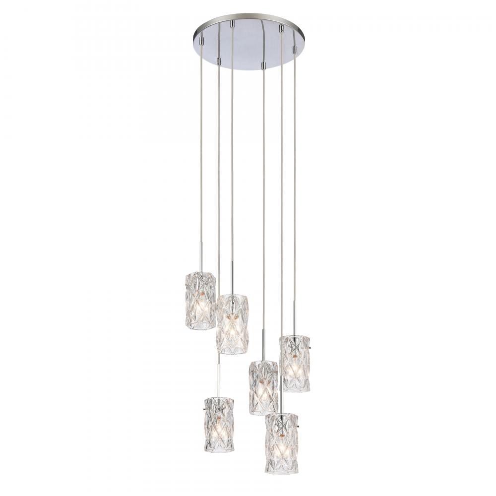 Forma de Crystal 17.5'' Wide 6-Light Pendant - Polished Chrome