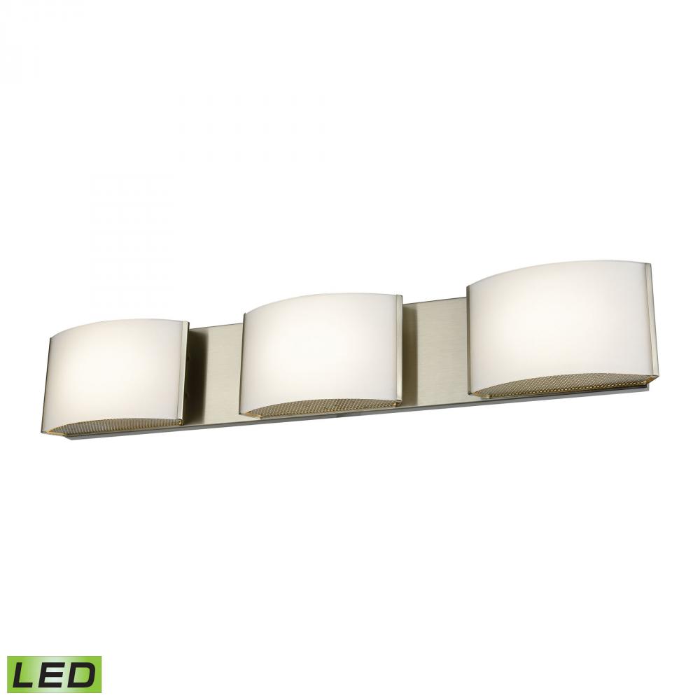 Pandora 3-Light Vanity Sconce in Satin Nickel with Opal Glass - Integrated LED