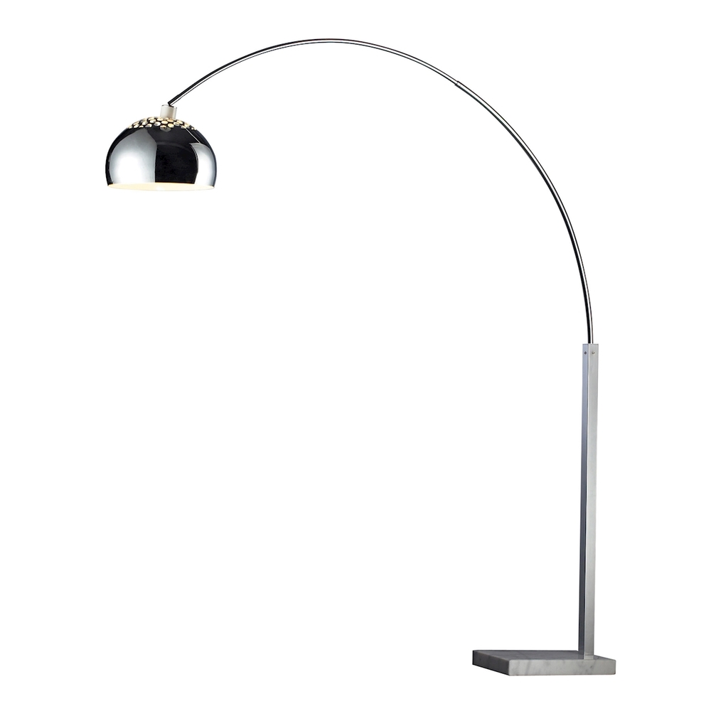 Penbrook Arc Floor Lamp in Silver Plate with White Marble Base