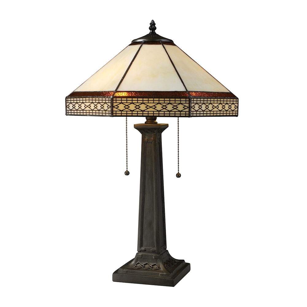 Stone Filigree Tiffany 2-Light Table Lamp