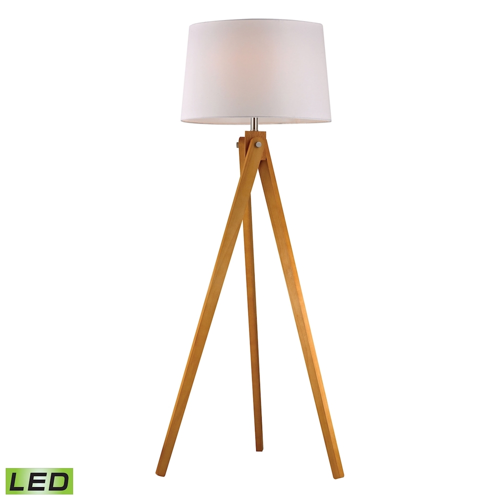 Wooden Tripod Floor Lamp in Natural Wood Tone - LED