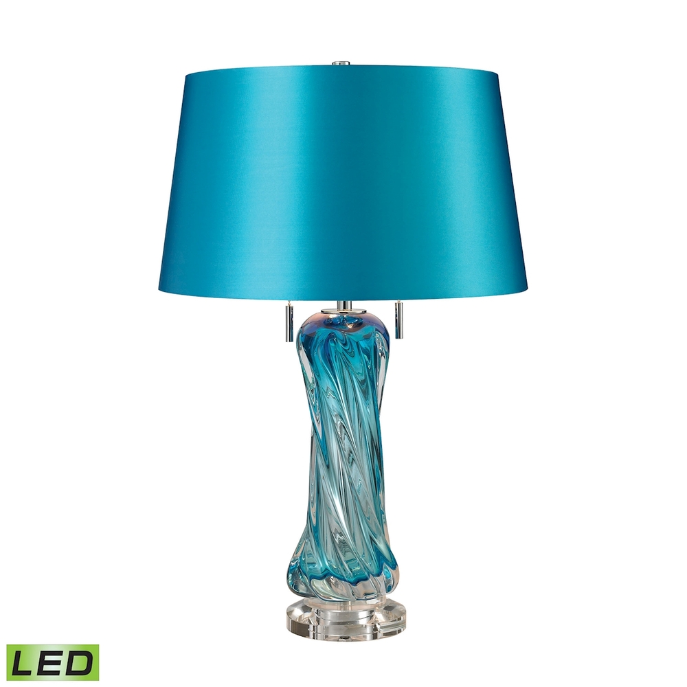 Vergato Free Blown Glass 2-Light Table Lamp in Blue - LED