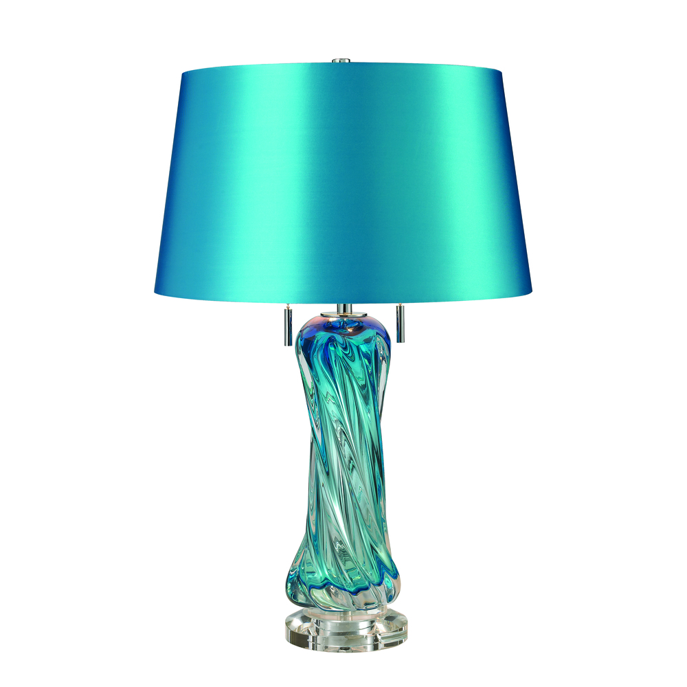 Vergato Free Blown Glass 2-Light Table Lamp in Blue