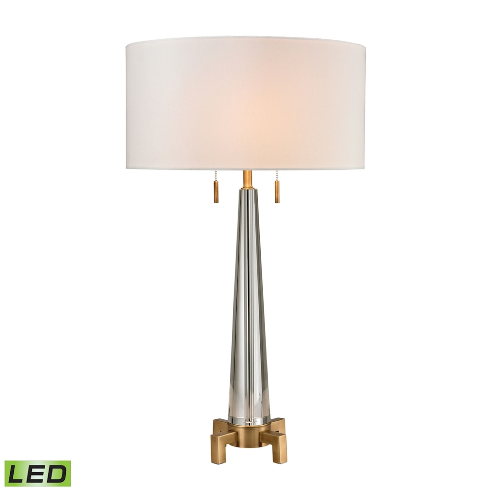 Bedford Solid Crystal 2-Light Table Lamp in Aged Brass - LED