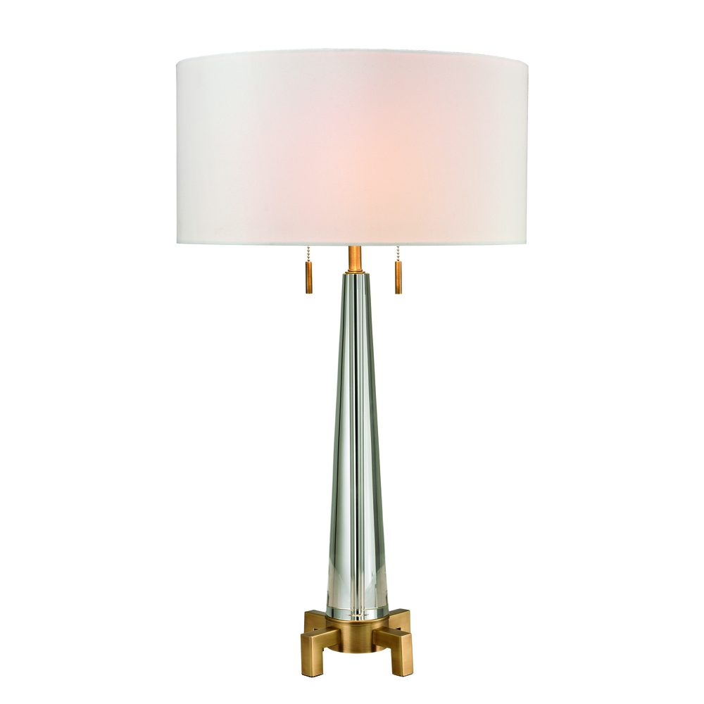 Bedford Solid Crystal 2-Light Table Lamp Aged Brass