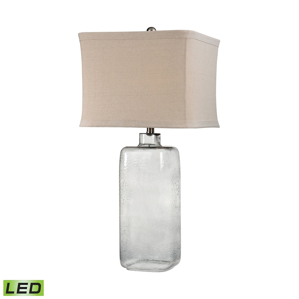 Hammered Grey Glass Table Lamp - LED
