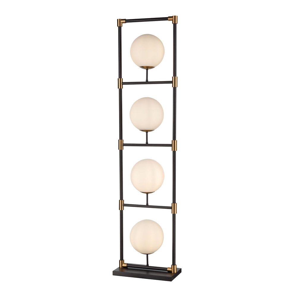 Career Ladder 4-Light Floor Lamp in Matte Black and Aged Brass