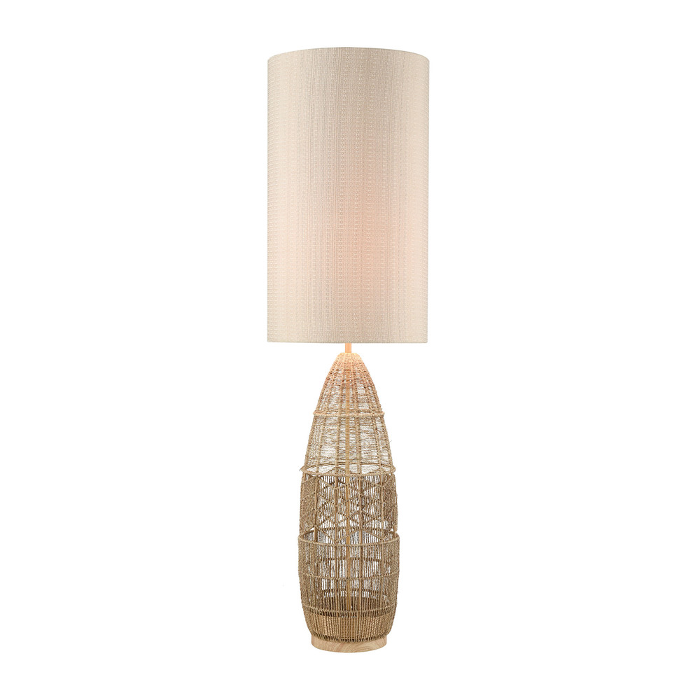 Husk Floor Lamp in Natural Rope Finish with Mushroom Linen Shade