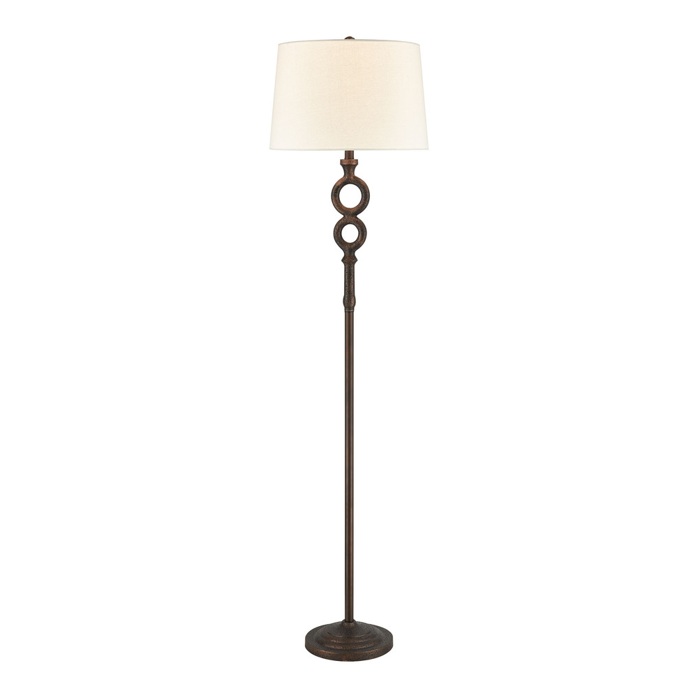 Hammered Home Floor Lamp in Bronze with a Natural Linen Shade