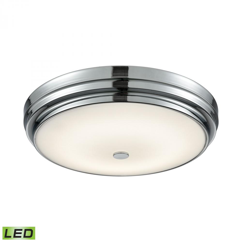 Garvey 1-Light Round Flush Mount in Chrome with Opal Glass Diffuser - Integrated LED - Large