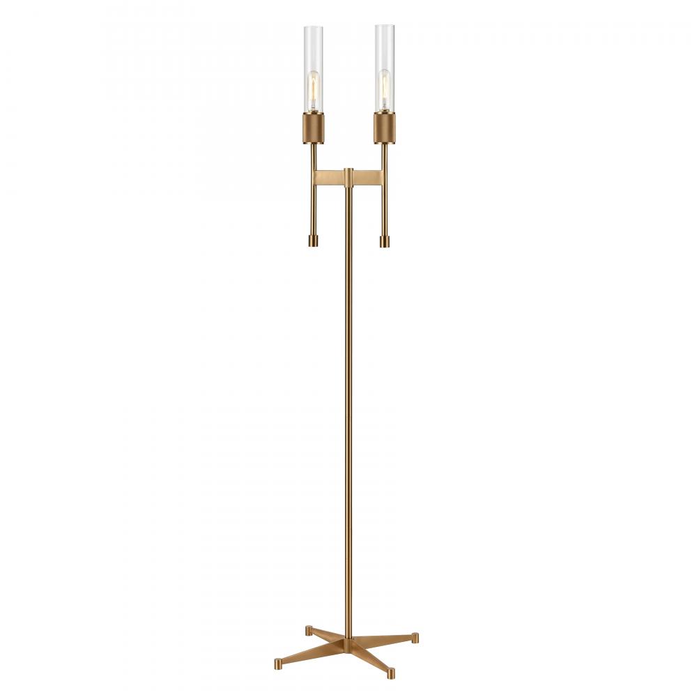 Beaconsfield 65'' High 2-Light Floor Lamp - Aged Brass