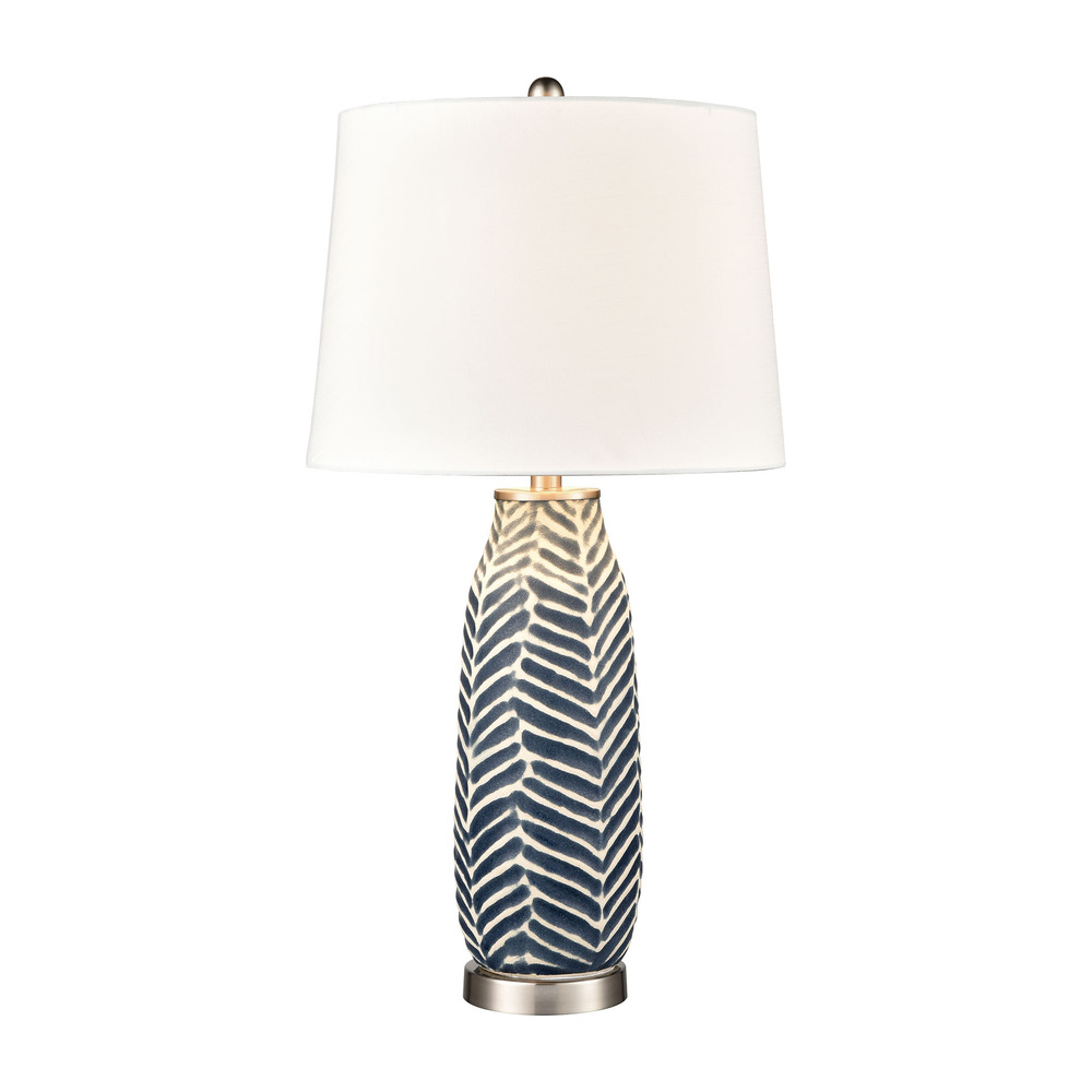 Bynum ceramic table lamp in Etched Navy; SINGLE PRICE, 2 PER CARTON