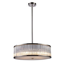 ELK Home Plus 10129/5 - Braxton 5-Light Chandelier in Polished Nickel with Ribbed Glass Cylinder Shade