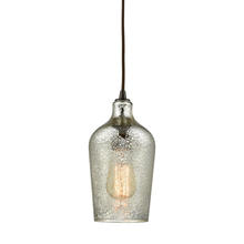 ELK Home Plus 10830/1 - Hammered Glass 1-Light Mini Pendant in Oiled Bronze with Hammered Mercury Glass