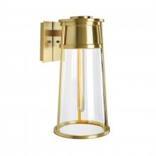 ELK Home Plus 1246-SB-CL - Cone 12.75'' High 1-Light Outdoor Sconce - Satin Brass