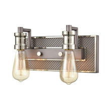 ELK Home Plus 15492/2 - Gridiron 2-Light Vanity Light in Weathered Zinc and Polished Nickel
