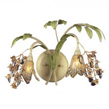 ELK Home Plus 16050 - Huarco 2-Light Wall Lamp in Seashell and Sage Green with Floral-shaped Glass