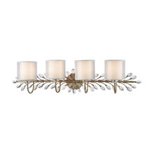 ELK Home Plus 16279/4 - Asbury 4-Light Vanity Light in Aged Silver with White Fabric Shade Inside Silver Organza Shade