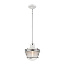 ELK Home Plus 16525/1 - Seaway Passage 1-Light Mini Pendant in White and Polished Nickel with Clear Ribbed Glass