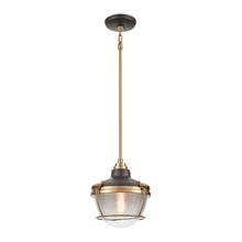 ELK Home Plus 16535/1 - Seaway Passage 1-Light Mini Pendant in Oil Rubbed Bronze and Satin Brass with Clear Ribbed Glass