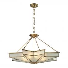 ELK Home Plus 22013/8 - Decostar 8-Light Chandelier in Brushed Brass with Frosted Glass Panels