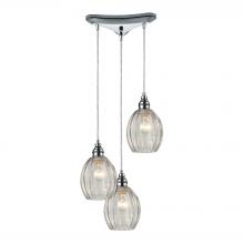 ELK Home Plus 46017/3 - Danica 3-Light Triangular Pendant Fixture in Polished Chrome with Clear Glass