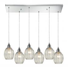 ELK Home Plus 46017/6RC - Danica 6-Light Rectangular Pendant Fixture in Polished Chrome with Clear Glass