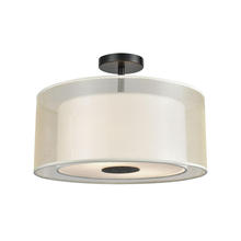 ELK Home Plus 46267/2 - Ashland 2-Light Semi Flush in Matte Black with Webbed Organza and White Fabric Shade