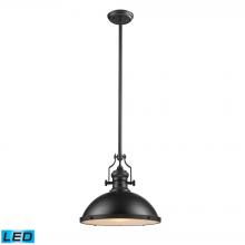 ELK Home Plus 66138-1-LED - Chadwick 1-Light Pendant in Oiled Bronze with Matching Shade - Includes LED Bulb