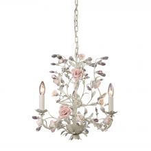 ELK Home Plus 8091/3 - Heritage 3-Light Chandelier in Cream with Porcelain Roses and Crystal