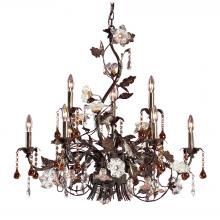 ELK Home Plus 85003 - Cristallo Fiore 9-Light Chandelier in Deep Rust with Clear and Amber Florets