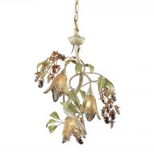 ELK Home Plus 86051 - Huarco 3-Light Chandelier in Seashell and Sage Green with Floral-shaped Glass