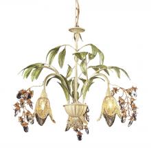 ELK Home Plus 86052 - Huarco 3-Light Chandelier in Seashell and Sage Green with Floral-shaped Glass