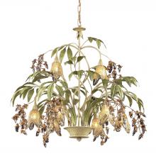 ELK Home Plus 86054 - Huarco 8-Light Chandelier in Seashell and Sage Green with Floral-shaped Glass