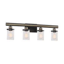 ELK Home Plus 89155/4 - Beaufort 4-Light Vanity Light in Anvil Iron and Distressed Antique Graywood with Seedy Glass