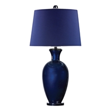 ELK Home Plus D2515 - Navy Blue Glass Table Lamp with Navy Shade and Chrome Trim