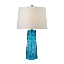 ELK Home Plus D2619 - Hammered Glass Table Lamp in Blue with Pure White Linen Shade