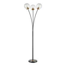 ELK Home Plus D4481 - Boudreaux 3-Light Floor Lamp in Burnished Brass and Matte Black with Mouth-blown Clear Glass Orbs