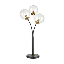 ELK Home Plus D4482 - Boudreaux 3-Light Table Lamp in Burnished Brass and Matte Black with Mouth-blown Clear Glass Orbs