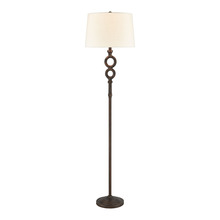 ELK Home Plus D4604 - Hammered Home Floor Lamp in Bronze with a Natural Linen Shade